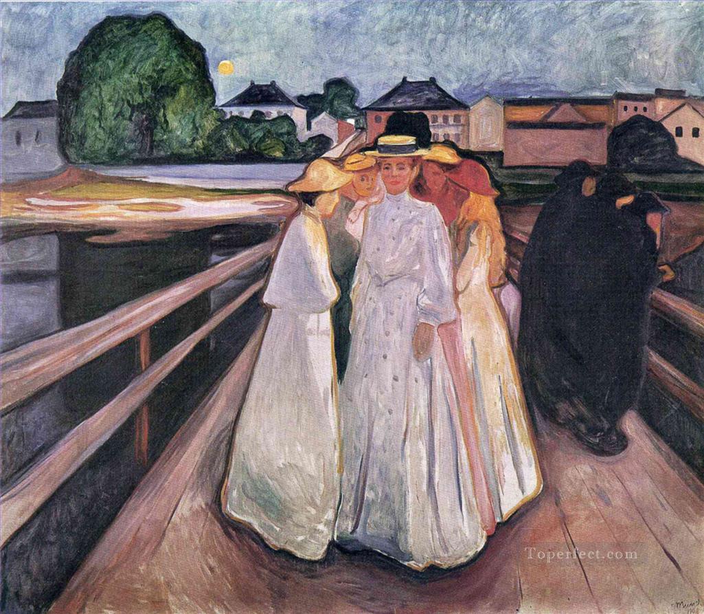the ladies on the bridge 1903 Edvard Munch Expressionism Oil Paintings